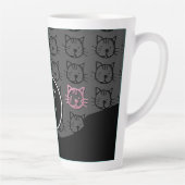 Kute Kat (zwart, donkergrijs en roze) Latte Mok (Rechts)
