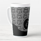 Kute Kat (zwart, grijs en roze) Latte Mok (Linkerhoek)