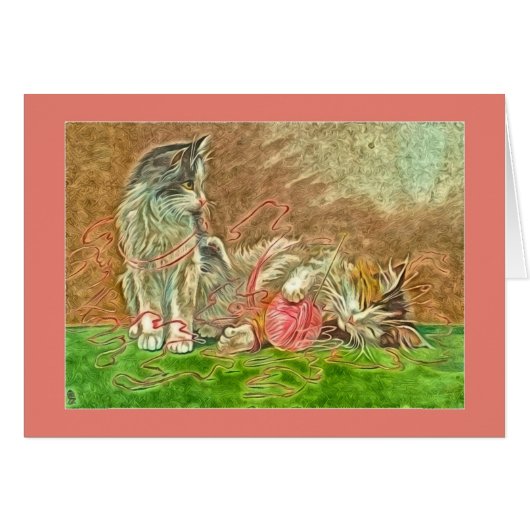 Kute Katten die met garen spelen (Voorkant Horizontaal)