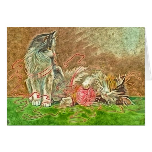 Kute Katten die met garen spelen (Voorkant Horizontaal)