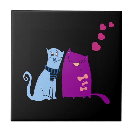 Kute katten houden van design tegeltje (Voorkant)