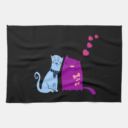 Kute katten houden van design theedoek (Horizontaal)