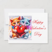Kute katten in de liefde kinder valentijn feestdagenkaart (Voorkant)