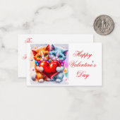 Kute katten in de liefde kinder valentijn notitiekaartje (Voorkant / Achterkant in situ)