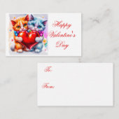Kute katten in de liefde kinder valentijn notitiekaartje (Voorkant / Achterkant)