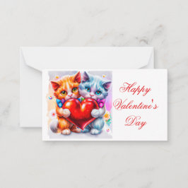 Kute katten in de liefde kinder valentijn notitiekaartje