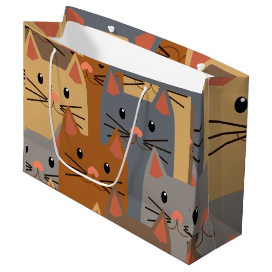 Kute katten Kleurrijk Kat Face Collage Groot Cadeauzakje (Voorkant Gekanteld)