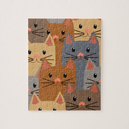 Kute katten Kleurrijk Kat Face Collage Legpuzzel (Verticaal)