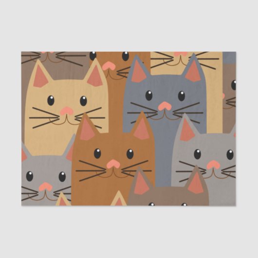 Kute katten Kleurrijk Kat Face Collage Tissuepapier (Voorkant)