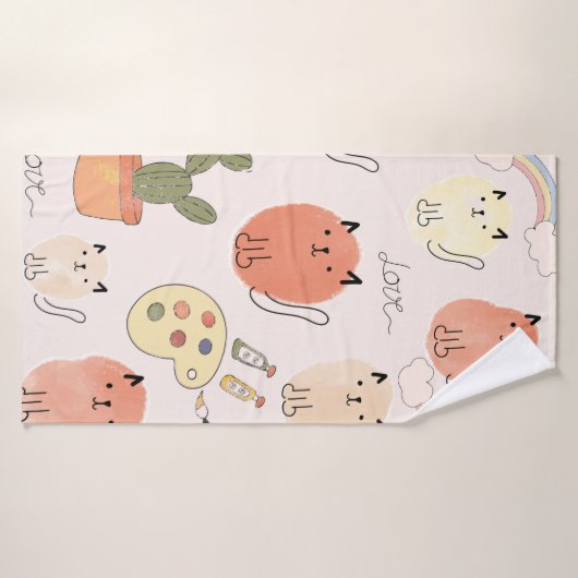 Kute katten naadloos patroon badhanddoek (Badhanddoek)