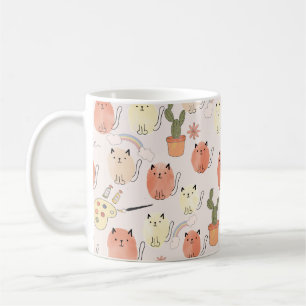 Kute katten naadloos patroon koffiemok