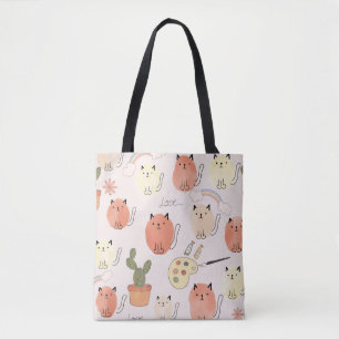 Kute katten naadloos patroon tote bag