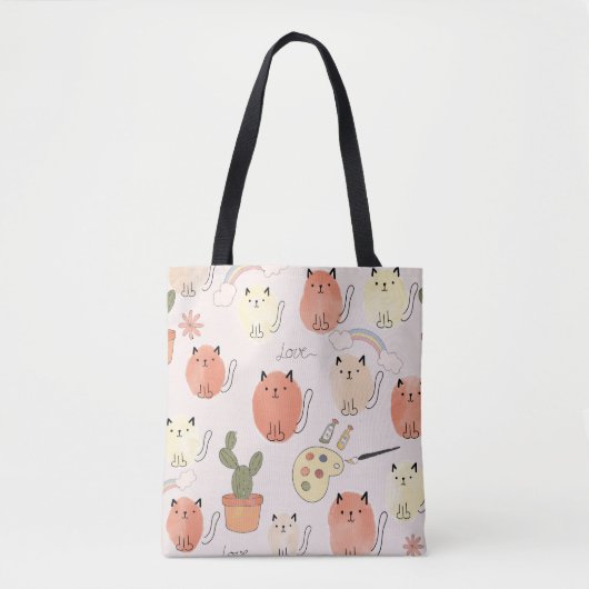 Kute katten naadloos patroon tote bag (Voorkant)