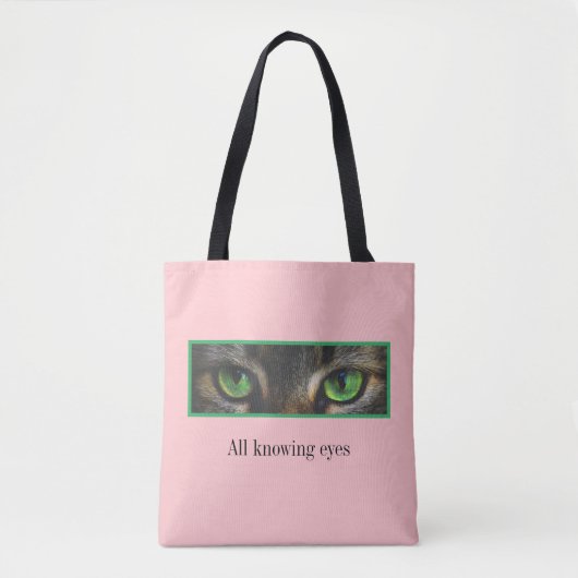 Kute kattengroene ogen voor koraalroze tote bag (Voorkant)