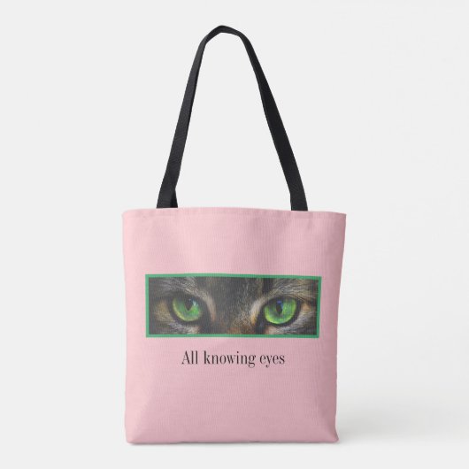 Kute kattengroene ogen voor koraalroze tote bag (Achterkant)