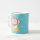 Kute Kawaii-aap met bananenMok Koffiemok (Voorkant links)