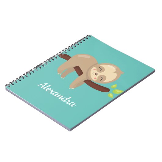 Kute Kawaii-Baby-sleuf in boom met licht Blauwgroe Notitieboek (Linkerzijde)