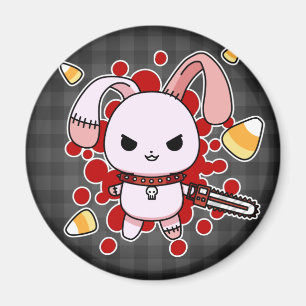 Kute Kawaii boze bunny met kettingzaag Magneet