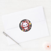 Kute Kawaii boze bunny met kettingzaag Ronde Sticker (Envelop)