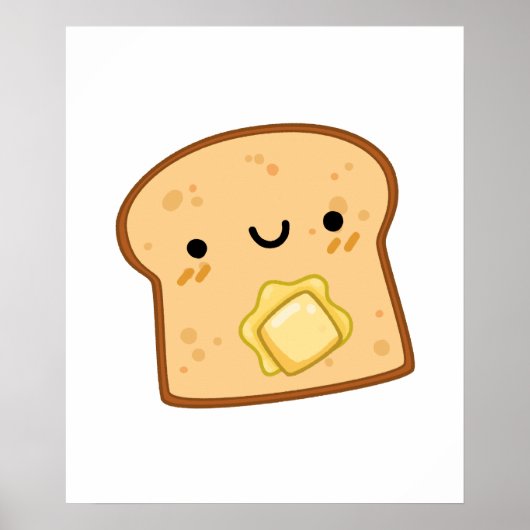 Kute Kawaii Butter Toast Poster (Voorkant)