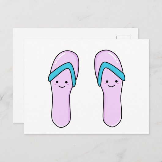 Kute Kawaii Flip Flop Beach Sandals Briefkaart (Voorkant / Achterkant)