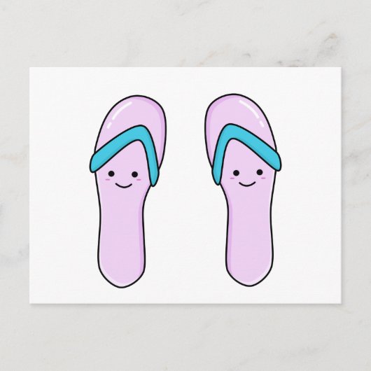 Kute Kawaii Flip Flop Beach Sandals Briefkaart (Voorkant)