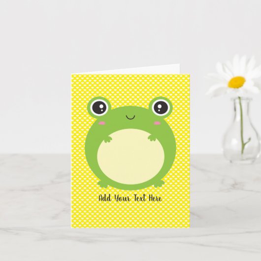 Kute Kawaii Frog Persoonlijke tekst leeg binnenin Kaart (Kleine Plant)
