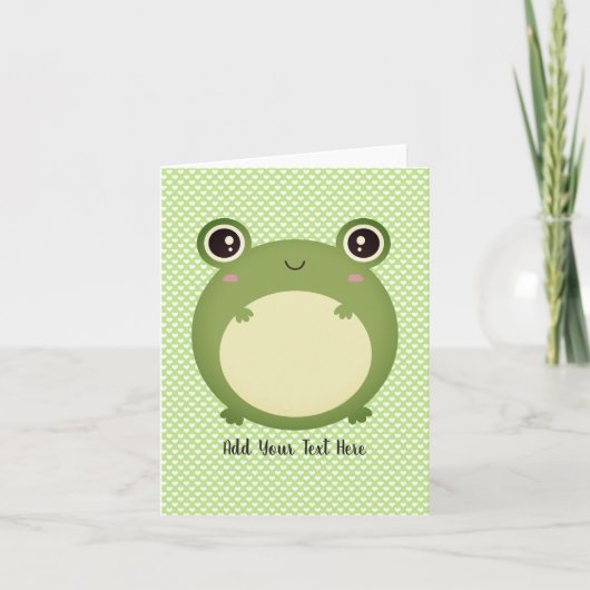 Kute Kawaii Frog Persoonlijke tekst leeg binnenin Kaart (Voorkant)