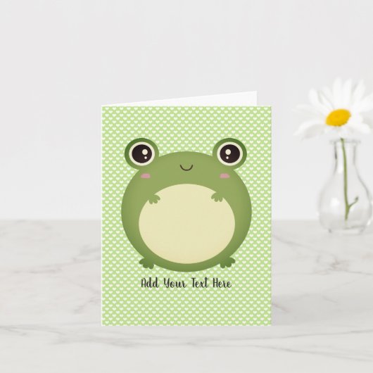 Kute Kawaii Frog Persoonlijke tekst leeg binnenin Kaart (Kleine Plant)