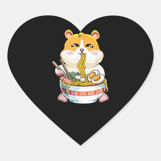 Kute Kawaii Hamster Ramen Anime Hart Sticker (Voorkant)
