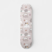 Kute Kawaii-katten met wolken en botervliegen