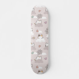 Kute Kawaii-katten met wolken en botervliegen Persoonlijk Skateboard