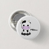 Kute kawaii koeiencartoon op retro polka dots knop ronde button 3,2 cm (Voorkant /achterkant)