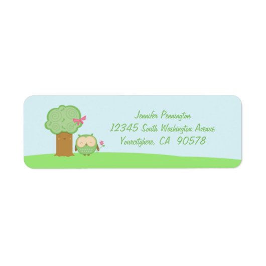 Kute kawaii owl return address enveloplabels etiket (Voorkant)