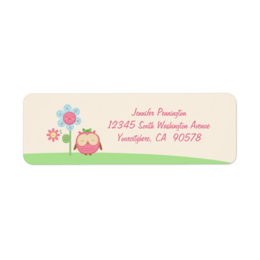 Kute kawaii owl return address enveloplabels etiket (Voorkant)