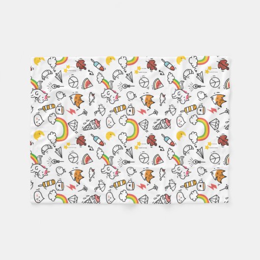 Kute Kawaii Pattern dekens (Voorkant (Horizontaal))