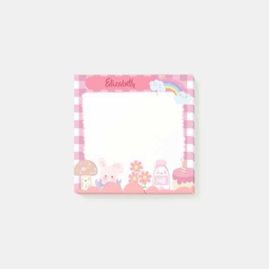 Kute Kawaii roze karakters Persoonlijke Aanpassing Post-it® Notes (Voorkant)