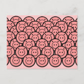 Kute Kawaii Roze Pigs & Piglets Patroonvectorkunst Briefkaart (Voorkant)