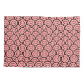 Kute Kawaii Roze Pigs & Piglets Patroonvectorkunst Kussensloop (Achterkant)