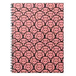 Kute Kawaii Roze Pigs & Piglets Patroonvectorkunst Notitieboek