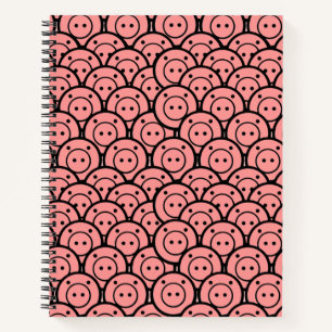 Kute Kawaii Roze Pigs & Piglets Patroonvectorkunst Notitieboek