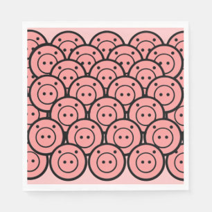 Kute Kawaii Roze Pigs & Piglets Patroonvectorkunst Servet