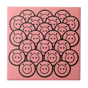 Kute Kawaii Roze Pigs & Piglets Patroonvectorkunst Tegeltje
