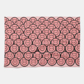 Kute Kawaii Roze Pigs & Piglets Patroonvectorkunst Theedoek (Horizontaal)