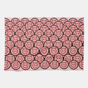 Kute Kawaii Roze Pigs & Piglets Patroonvectorkunst Theedoek