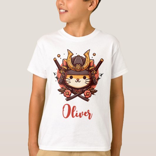 Kute Kawaii Samurai Kat Personalized  T-shirt (Voorkant)