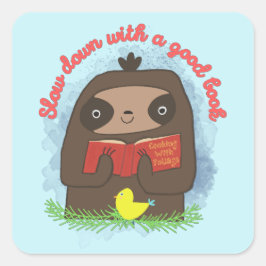 Kute Kawaii Sloth Book Lovers-laptop Vierkante Sticker
