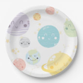 Kute Kawaii Space Stars & Planets Birthday Party Papieren Bordje (Voorkant)