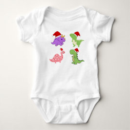 Kute Kerst Dinosauriërs Baby Bodysuit