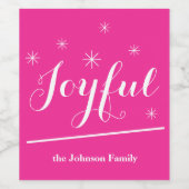 Kute kerst - Gepersonaliseerde naam Chic Pink Wijn Etiket (Enkel label)